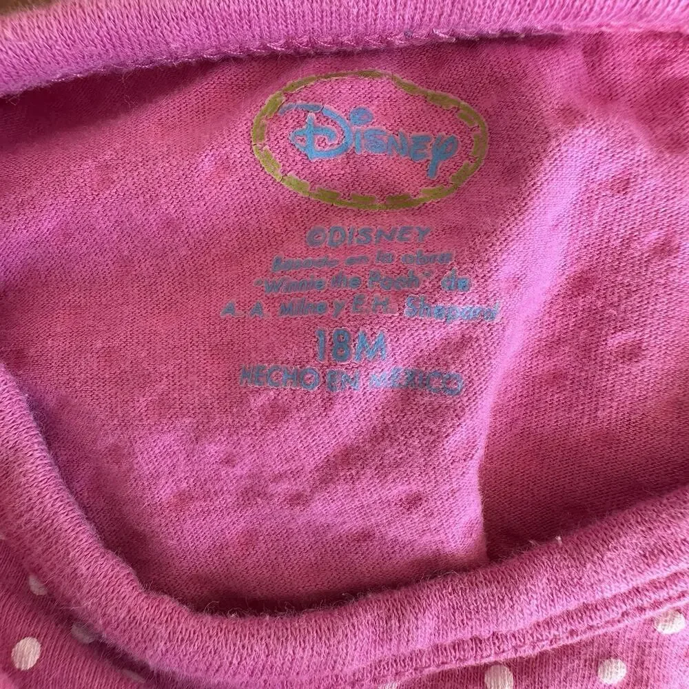 Vintage Y2K Winnie the Pooh Baby Size 18 Months One Piece‎ Romper Pink Polka Dot